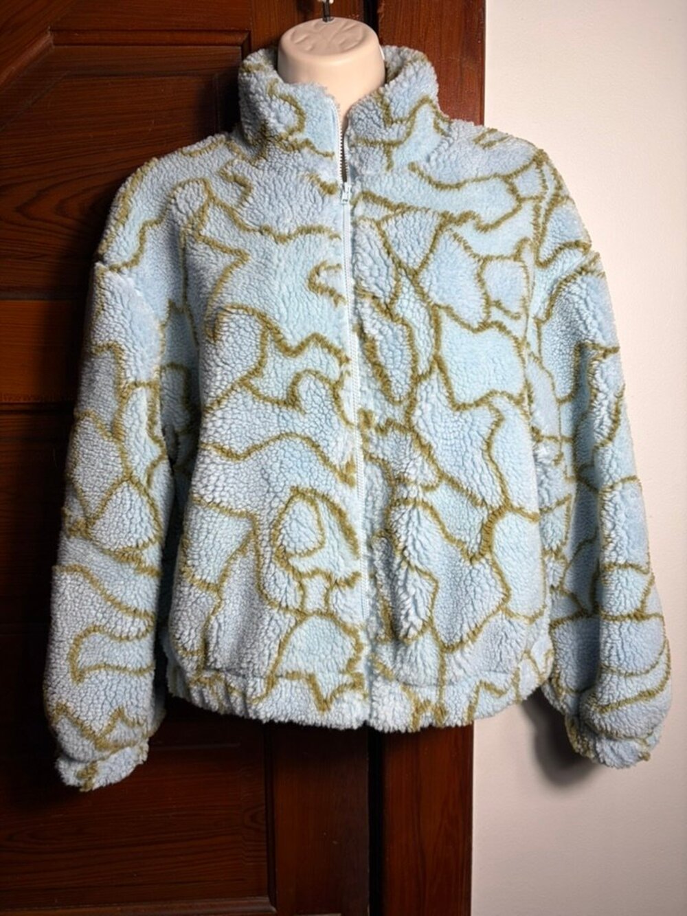All in Favor Cropped Fleece Jacket XS Nordstrom Cozy Teddy Sherpa Y2K